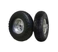 2 roues de remplacement pour brouette, diable ou chariot à main avec pneu noir 10 pouces (260 x 85 mm)
