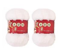 2 Rouleau de Fil en Fausse Fourrure en Polyester Pelotes de Laine à Tricoter Fil à Tricoter Fourrure Artificielle Vison Fil de Laine Super Doux Fil de Laine pour Châles Écharpes Casquettes