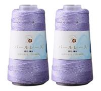 2 Rouleau Fil de Crochet Pour Tricoter du Fil de Coton avec du Fil de Paillettes Fil Doux et Léger Perles Scintillantes, 50g/Rouleau pour L'artisanat Décorations pour Maison, Pulls, Accessoires