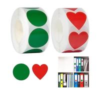 2 Rouleau Gommettes Rondes Couleur Pastilles Autocollantes,Autocollants en Forme de Cœur Rouge, 25 mm Autocollants Ronds, Gommettes Rondes, pour Bureau, Maison, Entrepôt (500 Pièces/Rouleau)