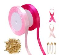 2 Rouleau Ruban Rose Cancer du Sein,22m x 2,Ruban October rosa,Accessoire octobre rose,Octobre Rose,Avec 100 épingles,Pour Sensibiliser au Cance Du Sein,Collecte de fonds (ROSE, 44 m)