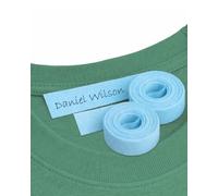 2 Rouleau ruban textile thermocollant bleu 1 cm. Étiquettes inscriptibles au stylo ou au marqueur. Idéal pour vêtements, école et maison. Stylo non inclus
