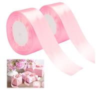 2 Rouleau Satin Rose 4cm, 44m Ruban Décoratif en Polyester, Cadeau Emballage, Décoration, Tissu pour Couture, Fleuristes, Bouquet