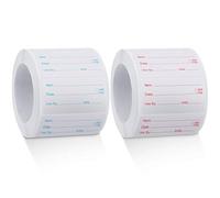 2 Rouleaux 1000 Pièces Étiquettes d'Aliments Solubles Étiquettes en Conserve Alimentaire Autocollants Alimentaires Amovibles pour Maison ou Restaurant en Conserve Rotation, Rouge et Bleu