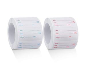 2 Rouleaux 1000 Pièces Étiquettes d'Aliments Solubles Étiquettes en Conserve Alimentaire Autocollants Alimentaires Amovibles pour Maison ou Restaurant en Conserve Rotation, Rouge et Bleu