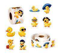 2 Rouleaux/1000pcs Stickers Canard, 3,8cm Mignons Autocollants en Caoutchouc en Vinyle pour Ordinateur Portable Skateboard Bagages Décorations (Style 2)