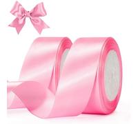 2 Rouleaux 40 mm x 22 m Ruban Rose, Ruban de Satin Rose Gros 40mm, 4 cm ruban Satin Poudre de Haricot rose, Galon Rosa Satin, Galon de Satin Rosa pour L'emballage de Cadeaux, Bricolage, Couture
