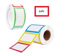 2 rouleaux (400 pièces) d'autocollants vierges encadrés colorés pour bouteilles et verre, étiquettes de classification, étiquettes à épices, étiquettes nominatives manuscrites