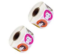 2 Rouleaux Autocollants Chat Ronds 1 Pouce en Cuivre | Huit Motifs Adorables, Adhèrent Fermement aux Surfaces, Idéals pour Fleuristes, Cahiers, Fêtes et Scrapbooking