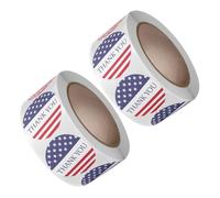 2 Rouleaux Autocollants de Remerciement Drapeau Américain Ronds