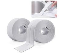 2 Rouleaux Bande Etancheite Autocollante Imperméable,PVC Ruban Adhesif de Scellage Mural,Douche,Toilette,Cuisine,Salle de Bains (Blanc)