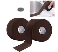 2 Rouleaux Bande Etancheite Autocollante Imperméable,PVC Ruban Adhesif de Scellage Mural,Douche,Toilette,Cuisine,Salle de Bains (Marron)