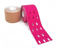 2 Rouleaux Bande Kinesiologie - Perforée Bande Muscle Sport Strap Bandage Autoadhésif Etanche Elastique Kinesiotape Bodytape 5 cm x 5 m Rouge Beige
