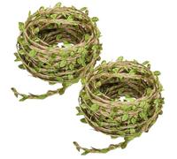 2 Rouleaux Corde de Jute avec Feuille, Ruban Décoration de Feuilles Vertes Artificielles,Feuillage Rotin Décoratif de Toile de Jute,pour Mariage Fête Maison Jardin Décoration Guirlande Artisanat DIY