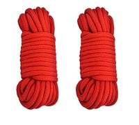 2 Rouleaux Corde en Coton Doux, Épaisseur 6 mm Longueur 10 m, Cordon torsadé épais Multifonctionnel, pour Le Camping, Le Jardinage, Le nautisme, Le tir à la Corde, Les Animaux, l’Escalade(Rouge)