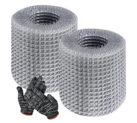 2 rouleaux de grillage métallique en acier inoxydable : WANDGU 10 cm x 8 m Grillage métallique avec gants, grillage métallique à mailles fines pour combler les espaces, protection contre les rongeurs,