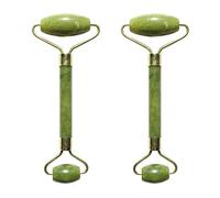 2 Rouleaux de Jade Vert Massage du Visage - Jade Roller en Pierre 100% Naturelle sans Traitement Chimique - Anti-Age - Réduit les ridules - Stimule la circulation sanguine - Peau éclatante - Sun & Sia