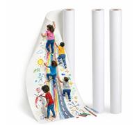 2 rouleaux de papier à dessin 44 cm x 15 cm, 70 g/m², extra épais, blanc et lisse, découpable, pour stylos, feutres et peintures, pour enfants, école, chevalet, rouleau de papier pour la peinture.