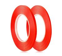 2 rouleaux de ruban de réparation double face rouge 3/6 mm x 33 m, résistant à la chaleur, haute adhérence, solide pour l'école, la maison, l'artisanat, les micro-perles scintillantes