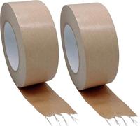 2 rouleaux de ruban d'emballage papier 50mm x 50m, RENFORCEMENT DES FILS - 130µ - fort pouvoir adhésif avec caoutchouc naturel, ruban adhésif écologique en papier kraft - ruban adhésif durable pour pa