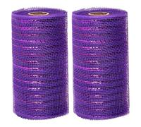 2 rouleaux de ruban en maille décoratif, 6 pouces x 30 pieds chacun, ruban en maille violet pour couronnes de Noël, décorations d'arbres, guirlandes et travaux manuels vacances, utilisation en cas