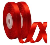 NOVAGO-2 Rouleaux 22 M Ruban Satin Décoration pour Fleurs, Cadeaux, Mariage, fêtes. (Largeur 1 cm, Rouge)