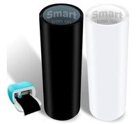 2 rouleaux de Smart Iron on pour Cricut Joy, 14x200 cm Vinyle de transfert thermique rouleaux HTV Vinyle Smart Iron on autocollant pour traceur PU pour textiles pour DIY, t-shirts (Noir + Blanc)