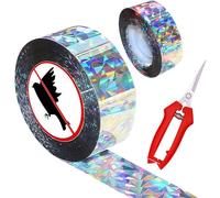 2 Rouleaux Double Face Anti Bande, Ruban Repulsif Oiseaux, Holographique Anti Oiseaux Bande, Inclure Cisailles Jardinage, Anti Pigeon Protection du Jardin, Ferme et Lutte Contre Les Nuisibles