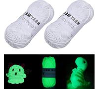 2 Rouleaux Fil Brillant Dans Le Noir, 50g Laine Chenille Crochet, 2mm Fil Chenille Crochet, Brillant Dans Le Noir, à Tricoter Lumineux, Pour DéButants Tricot à La Main, Cardigan, Artisanat