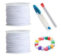 2 Rouleaux Fil pour Bracelet Perle, 1 mm x 50 m Cordon pour Bracelets, Fil Elastique pour Bracelet Resistant, Cordon Élastique Noir pour Fabrication de Bijoux Bracelets Colliers Perles Aartisanat