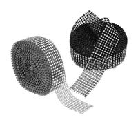 2 Rouleaux Ruban de Strass Auto-adhésif à 8 Rangs en Résine | Maille Creuse Électroplaquée, Léger et Facile à Poser, pour Mariage et Fête, 9m X 4cm