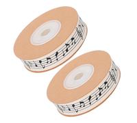 2 Rouleaux Ruban Musical en Coton à Notes Imprimées Présent | Finition Élégante et Moderne, Toucher Doux, Nouage Facile, pour Bouquets, Décorations Maison, Noël
