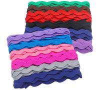 2 Rouleaux Ruban Ondulé 8 Mm Tissu Imprimé Six Couleurs 6 Mètres