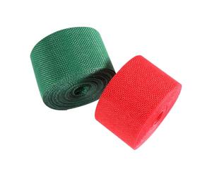 2 Rouleaux Ruban pour Emballer les Présents en Linenette, Rouge | Usage Banquet et Activités de Divertissement, 10m par Rouleau, Aspect Festif pour Noël et Décoration