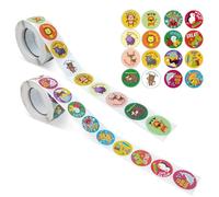 2 Rouleaux Stickers Animaux Ronds, Autocollants de Motivation Positifs, Récompense Self-Adhesive, pour Enfant Décoration Pâques Cadeau Enveloppe Récompense d'Enseignant