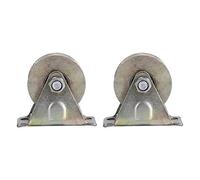 2 roulettes en acier de type V de 2 pouces pour portail coulissant, avec support ; roue de rail de portail à roulement lisse et robuste pour systèmes d’automatisation de portails