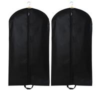 2 sac de costume, protège-vêtement respirant suspendu, housse anti-poussière pliable, sac de rangement pour vêtements avec fermeture éclair, Pour l'organisation de la garde-robe et les voyages (noir)
