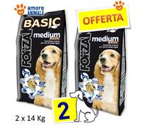 2 Sachet Force 10 Basic Moyen :Kg.14 - Croquettes Au Poisson X Chiens Couper Big