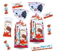 2 sachets de Noël garnis de 40 chocolats Kinder Schokobons, Mini Bueno, Country & Maxi | Idéal pour offrir aux invités du réveillon