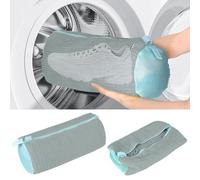 2 Sacs à Linge Réutilisables pour Chaussures, Sac de Lavage Machine à Laver Portable avec Fermeture Éclair, Filet Linge Machine à Laver Chaussures Protéger (Gris)