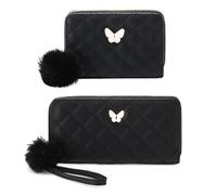 2 Sacs À Main en Forme De Papillon avec Boules en Peluche, Modèles Longs Et Courts, Sacs en Cuir PU, Rangement De Petites Choses pour Femmes, Accessoires pour Le Dîner (Noir).