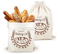 2 Sacs à Pain en Lin Bio avec Doublure TPU 45x35cm, Sac à Pain Réutilisables avec Cordon de Serrage pour Conservation Fraîcheur Stockage Alimentaire et Transport Idéal Pain Frais Fruits & Légumes