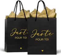 2 Sacs Cadeaux Juste Pour Toi Avec 4 Feuilles Papiers De Soie Doré Sac 23x18x10cm Pour Mariage Anniversaire Cérémonie Cadeau Invité