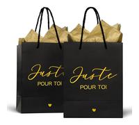 2 Sacs Cadeaux Juste Pour Toi avec 4 Feuilles Papiers de Soie Doré Sac 23x18x10cm pour Mariage Anniversaire Cérémonie Cadeau Invité
