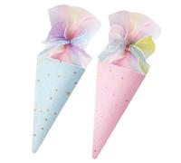 2 Sacs Cadeaux Rentrée des Classes pour Frères et Sœurs, Cornets à Bonbons, Petits Cornets à Bonbons avec Nœuds pour Enfants (Rose + Bleu)