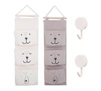 2 Sacs de Rangement Suspendus pour Salle de Bain, 2 Crochets Blancs, Pliables, Étagères en Tissue à Suspendre