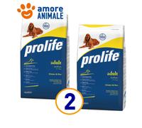 2 SACS - Prolife Moyen Poulet Et Riz 12 KG - Croquettes Pour Chiens Adultes