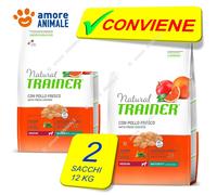 2 SACS - Trainer Natural Maturité Moyen Poulet Frais 12 KG - Croquettes Chiens