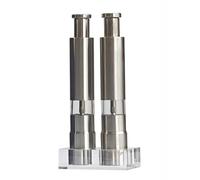2 Salz- und Pfeffermühlen aus Edelstahl mit Acrylständer, Einhand-Druckknopf, manuelle Pfeffermühle, 6,1 Zoll / 15,4 cm, nachfüllbar für Küche und Tisch