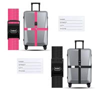 2 Sangle Valise Voyage, Ceinture de Valise avec Code Réglable 4,2 m Sangle de Bagage Croisées Sangles à Bagages avec Code Accessoire de Voyage Pratique